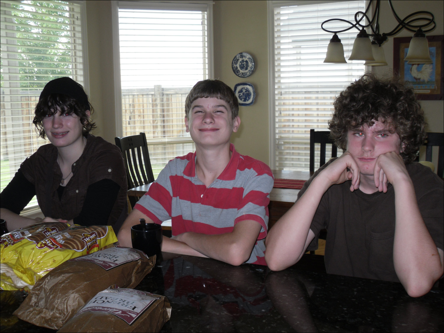 At the Bruton's home in Meridian Idaho; L-R Anna, Jonathon, & Ben Bruton